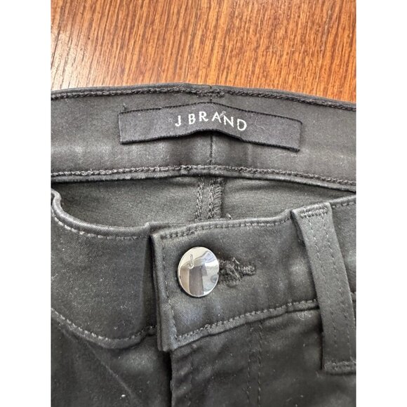 J Brand Selena Black Coated Cropped Lace Hem Mid-Rise Bootcut Boho Jeans Sz 24 - Picture 5 of 9